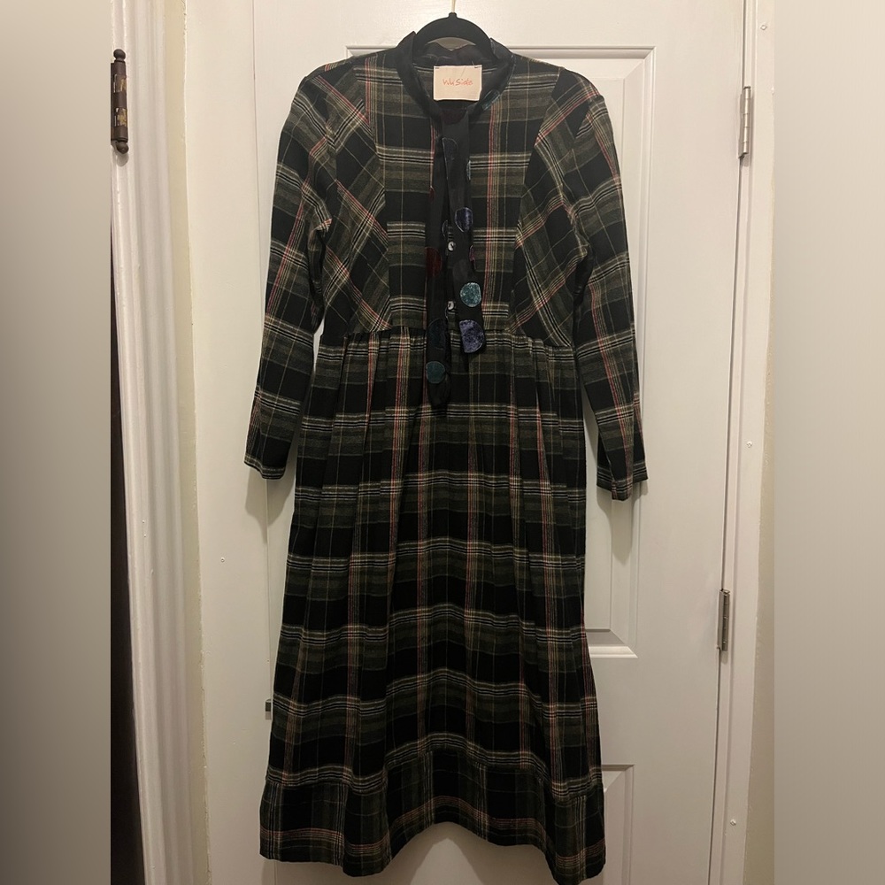 Long Sleeve Flannel Midi Dress | Size M